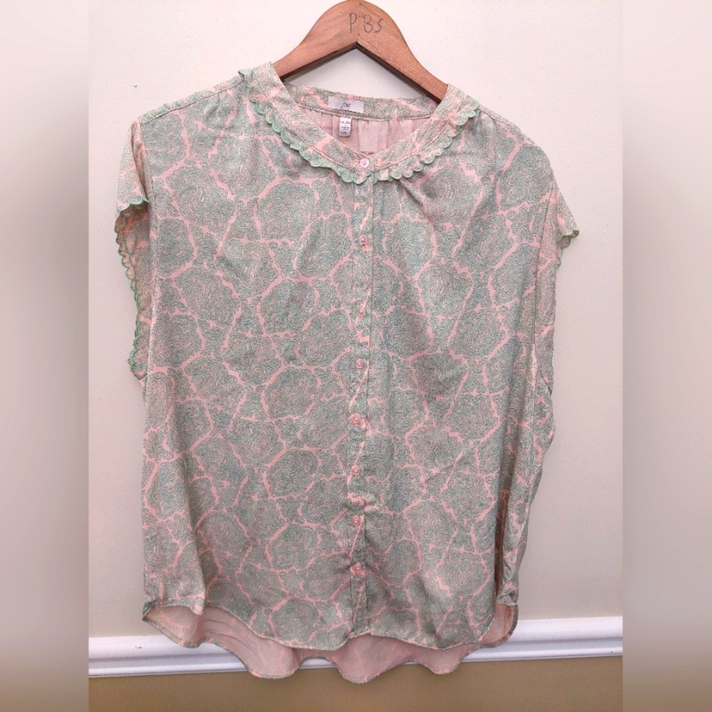 Joie Women's Green Patterned Top XXL